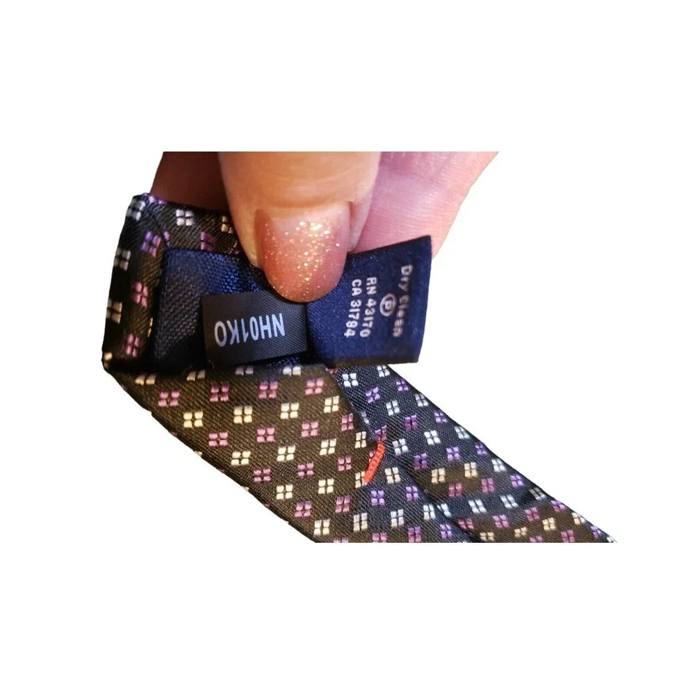 Chaps Boy Suit Neck Tie Black Purple Geometric‎ Clip On Holiday Church Designer